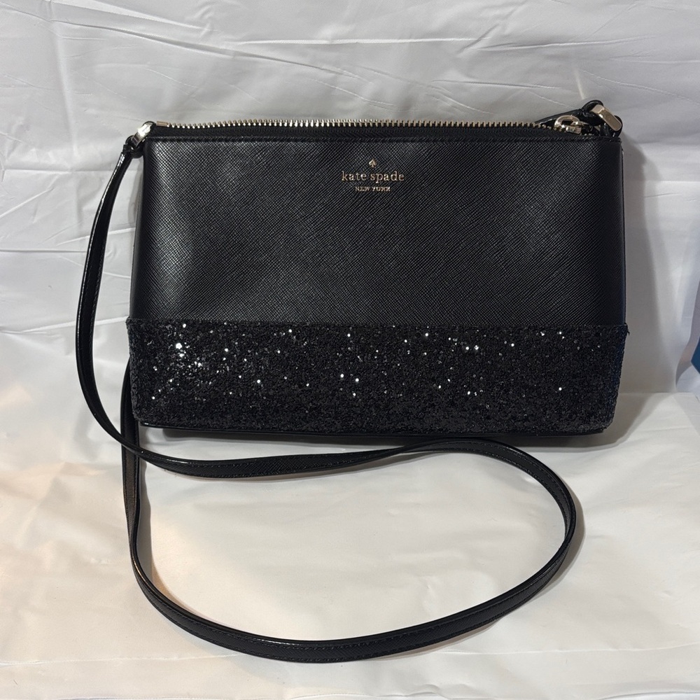 Kate Spade Ramey Black Glitter Crossbody Bag